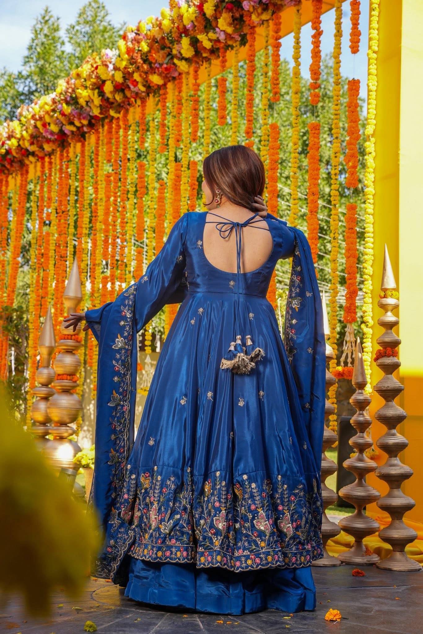 The Radiant Mustard Botanical-Hem Anarkali
